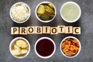 Table full of probiotic foods